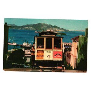 Cable Car San Francisco Hill Hyde St View Vintage Postcard Alcatraz Museum Gift